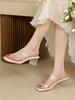 Fashion Women's Genuine Leather Shoes Slippers Casual Transparent Heel Glitter Slides Heeled Mules Pantofle Luxury Jelly High Soft 2025