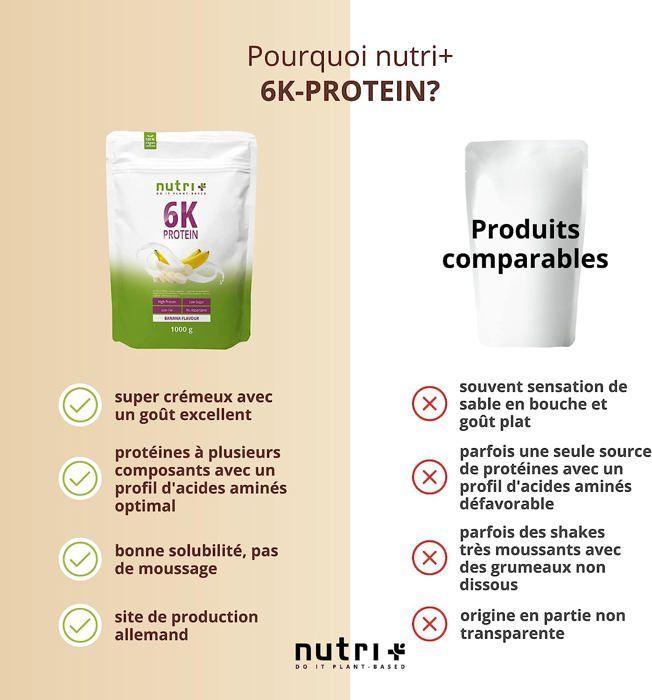 Nutri+ shape &amp; shake 6k protein - poudre de protéines végétaliennes - banane - proteines - 1000g