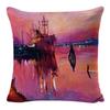 New Linen Pillow Cover Oil Painting Landscape Office Lumbar Pillow Cover Home Sofa Pillow Home Pillow