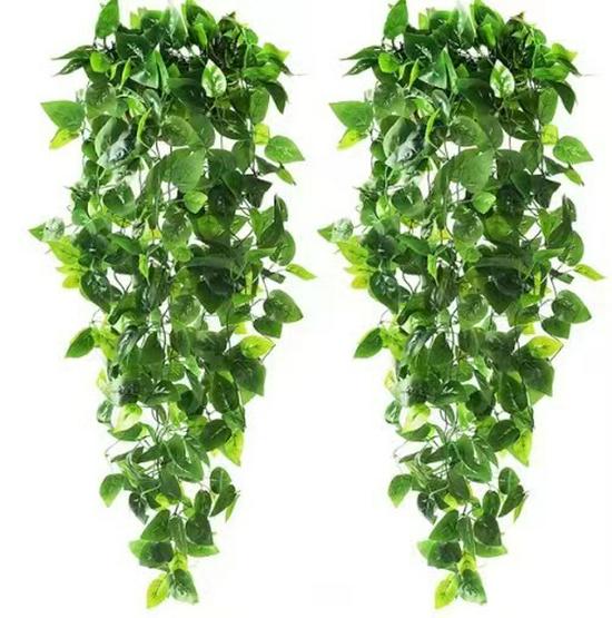 Artificial Rattan Green Pothos Leaf Vine: Decorative Plastic Plant for Ceiling or Home Décor