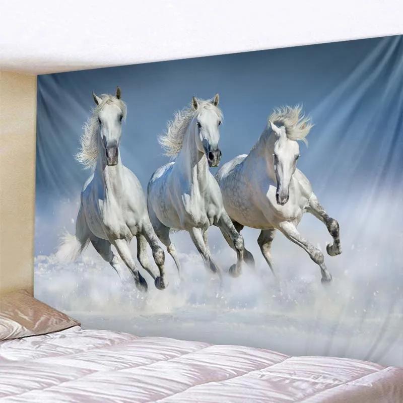 VIKAMA Mandala Tapestry 3D Horse Visual Illusion Large Geometric Wall Hanging Bohemian Hippie Home Art Decor for Bedroom