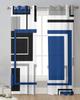 Abstract Geometry Squares Modern Art Blue Sheer Curtains for Living Room Decoration Window Curtains Kitchen Tulle Voile Curtains