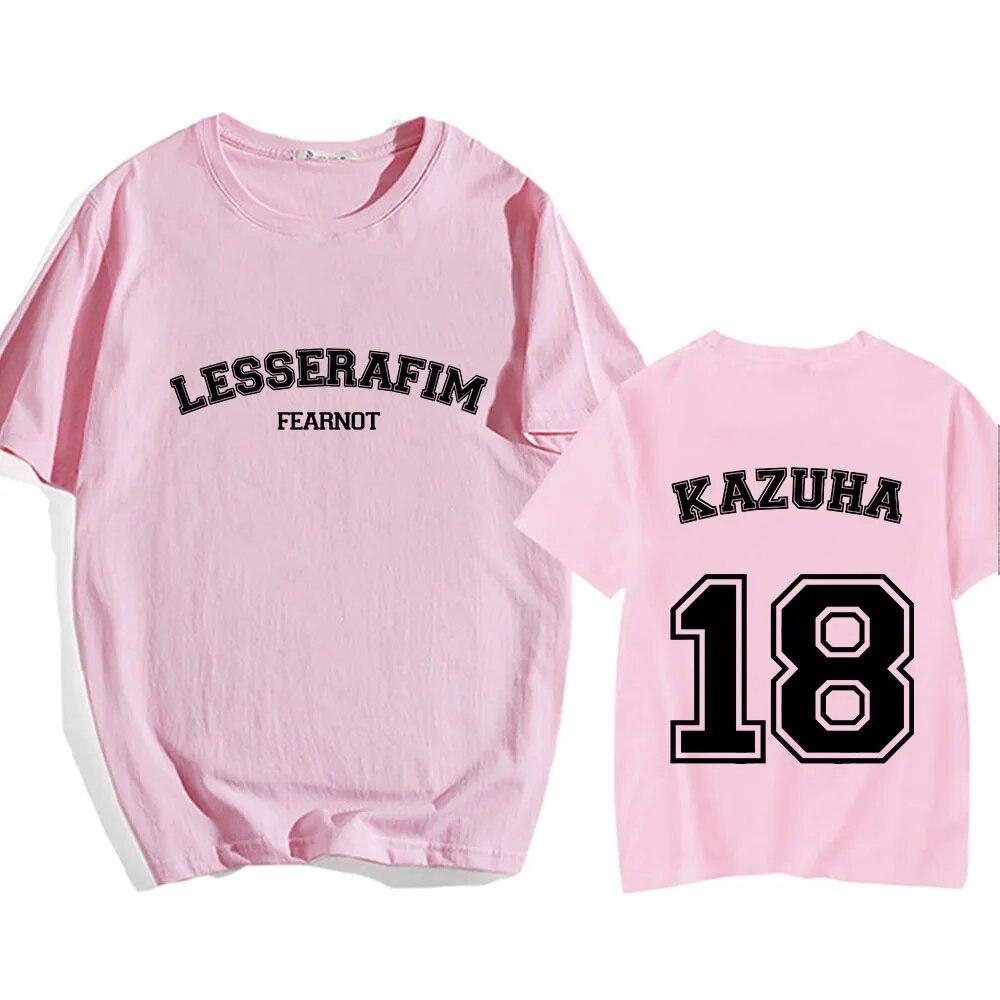 

LE SSERAFIM KAZUHA 18 футболки с коротким рукавом унисекс женская футболка лето весна корейская мода футболки Hombre эстетический принт XL
