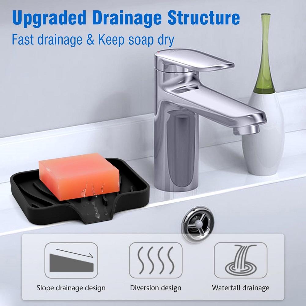 1PCS Silicone Drain Soap Dish Portable Self Draining Soap Box Kitchen Anti-slip Sink Soap Tray Sponge Drain Bathroom Soap Holder