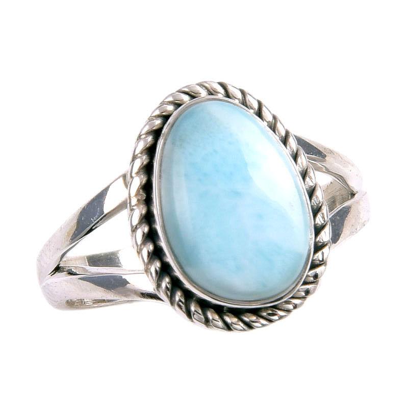 Natural Republic Larimar Gemstone 925 Solid Sterling Silver Gift Ring S.6 o4R27