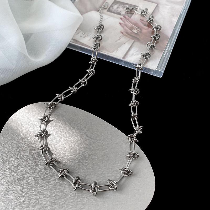 Fashionable And Minimalist Knotted Metal Necklace For Both Men's And Women's Hip-hop Punk Street Style Daily Jewelry Gifts