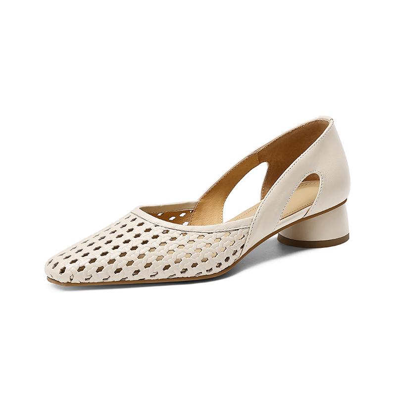 Mode 2025 NEU Sommer Damen Sandalen Stoffschuhe für Damen Runde Zehenpartie Klobiger Absatz Schuhe Zehenbedeckt Slingback-Sandalen Ausgeschnittene Schuhe