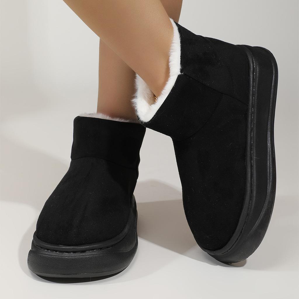 fashion 2024 Winter Solid Color Warm Snow Boots Women Thick Bottom Plush Lined Cotton Padded Shoes Woman Casual Platform Ankle Boots