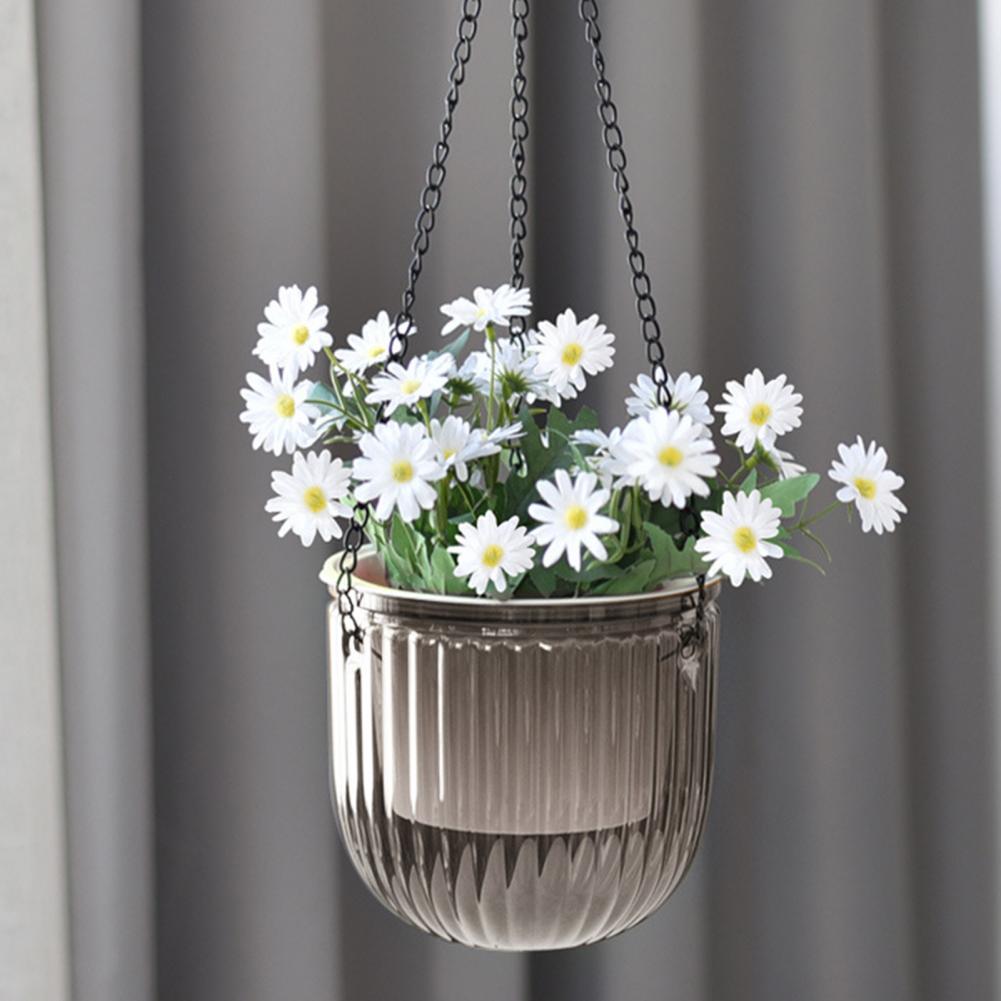 1 Set Hanging Flowerpot Self-Watering Visible Water Level Hanging Planter Pot Basket with Drainage Holes for Indoor Outdoor