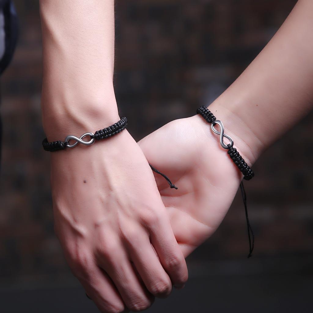 2Pcs/Set Couple Bracelet For Men Women Handmade Braided Rope Infinity Love Lucky Bracelet Friendship Valentine's Day Zircon