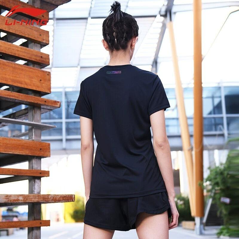 Li-Ning Comfortable Simple Casual Short Sleeve Regular T-Shirt Women Tops Black ATSS958-1