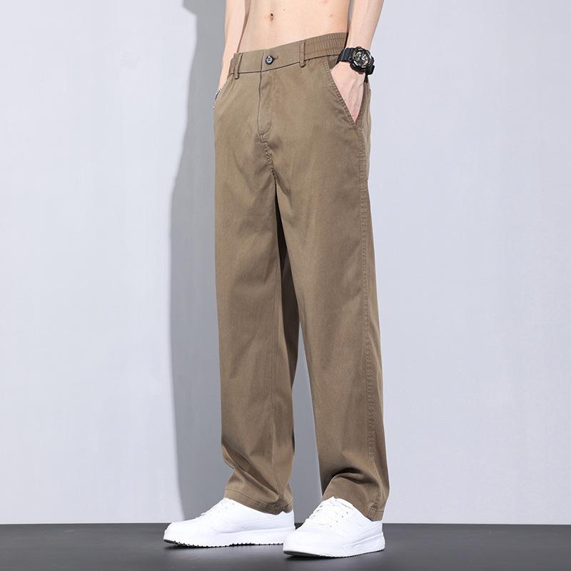 Pantaloni Casual pentru Bărbați cu Talie Elastică pentru Bărbați Vară Elastic Picior Drept Larg Confortabil Casual Pantaloni Lungi Bărbătești