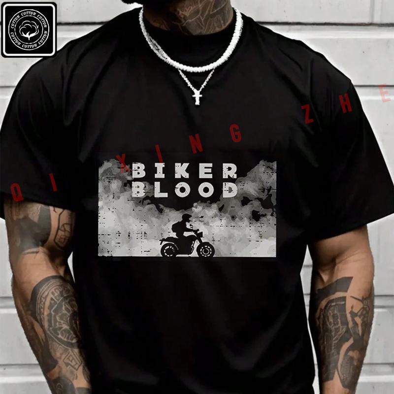 Men's And Women's T-shirt Summer Moto Cotton Tee Biker Blood Motorcycle Motorbike Short-sleeved