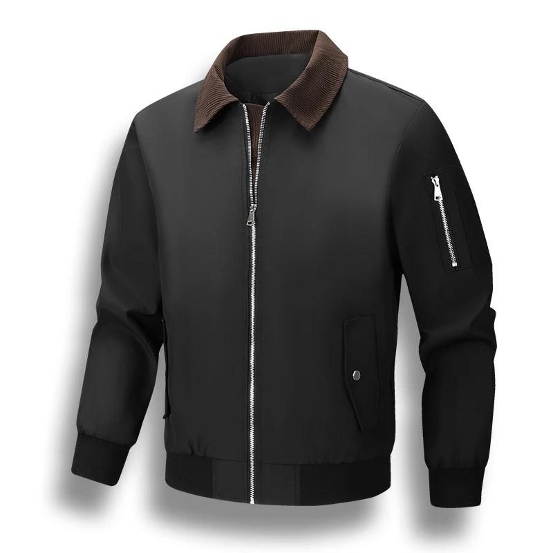 Jacket Men Vintage Turn Down Collar Spring Autumn Casual Coats Mens Patchwork Casual Outerwear