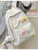 High-value Soft Girl Japanese-Style Cute Striped Backpack for Students, Large Capacity and Versatile.