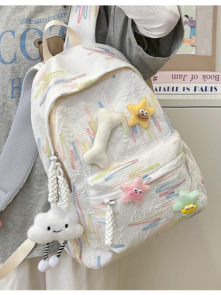 High-value Soft Girl Japanese-Style Cute Striped Backpack for Students, Large Capacity and Versatile.