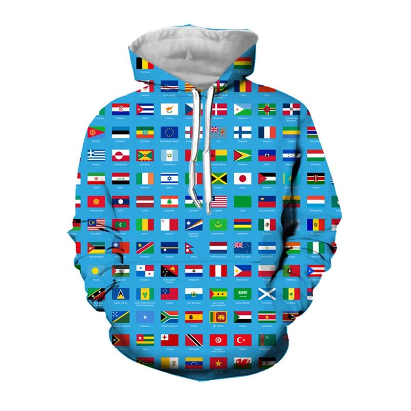 Hanorace grafice cu steagul țărilor lumii Hanorace casual pentru bărbați Îmbrăcăminte de vacanță Pulovere de stradă Pulovere amuzante pentru femei Trening Top