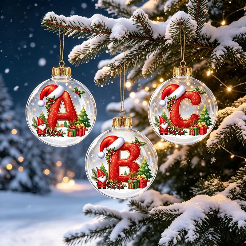 Acrylic 3D Letter Ornament Ball Christmas Tree Decoration Hanging Decor Home Holiday Festive Scene