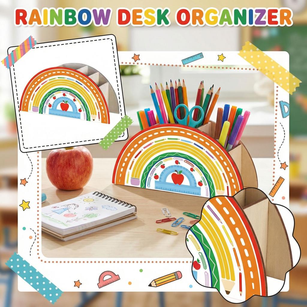 Wooden Storage Box Desk Decoration Pen Holder