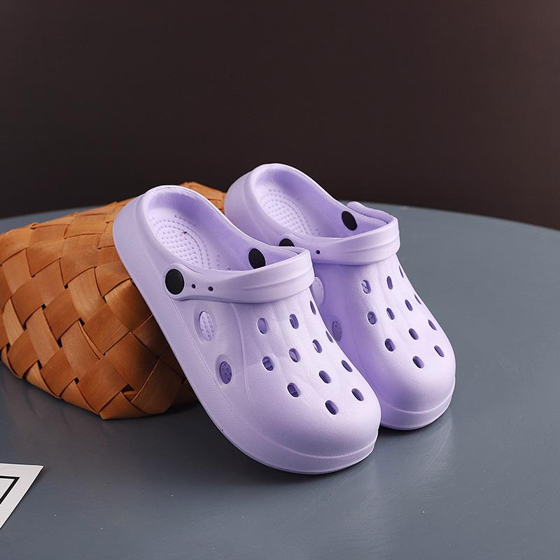 

Летние модные женские/мужские нескользящие сандалии с мягкой подошвой и закрытым носком для ношения на открытом воздухе - пляжные тапочки с толстой подошвой 36-37 фиолетовый