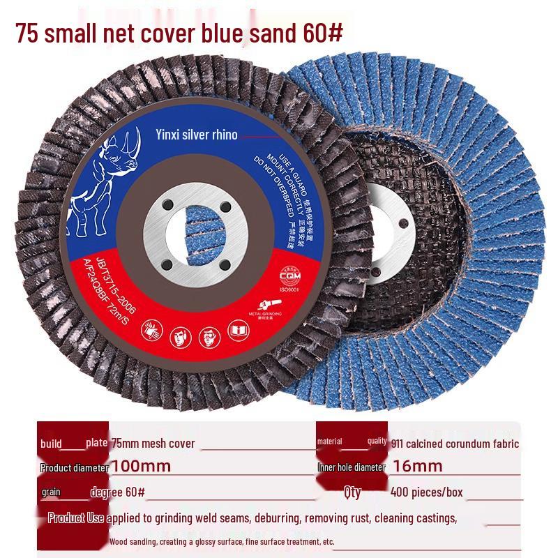 Silver Rhino Thickened Flap Disc: Stainless Steel & Metal Angle Grinder Polishing Wheel with Calcined Abrasive Cloth.