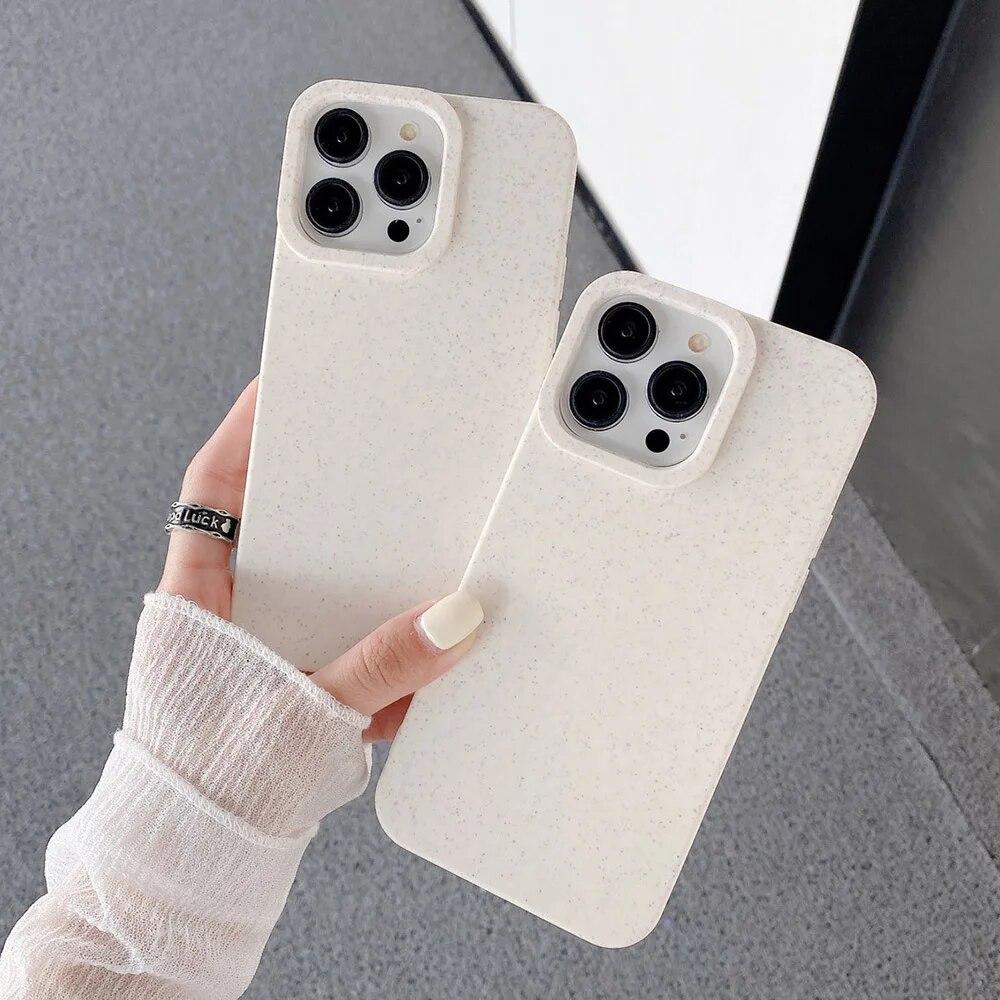 Eco Biodegradabile Paglia di Grano Custodia Morbida In Silicone Per il iPhone 11 12 13 14 Pro Max 7 8 14 Più XR XS Max SE 2020 Della Copertura Antiurto