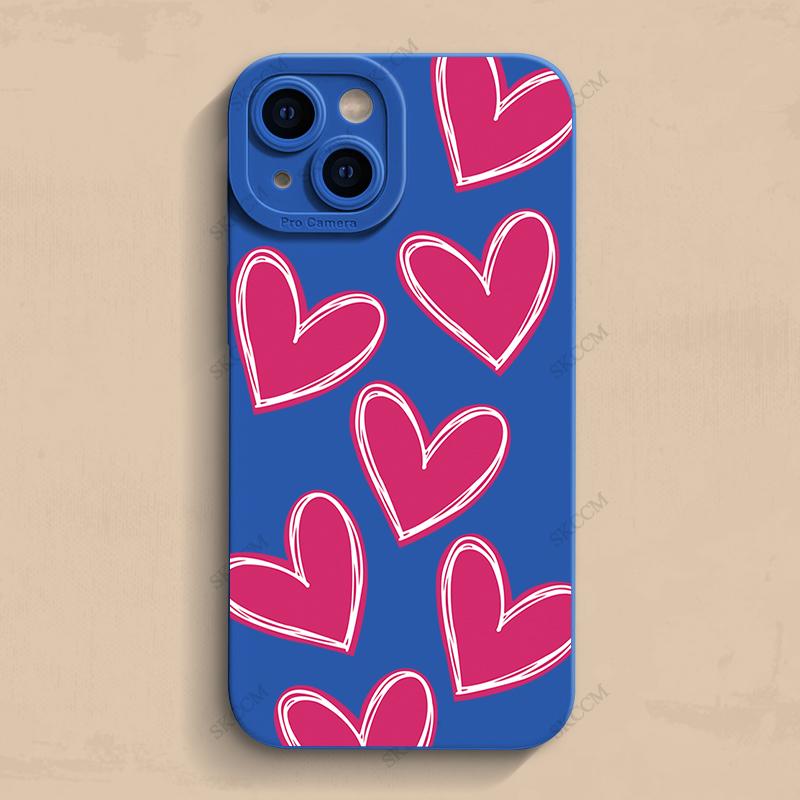 Luxury Red Love Heart Soft Silicone Phone Case For iPhone 15 14 13 12 11 Pro Max Mini XR X XS Max 7 8 Plus Matte Back Cover