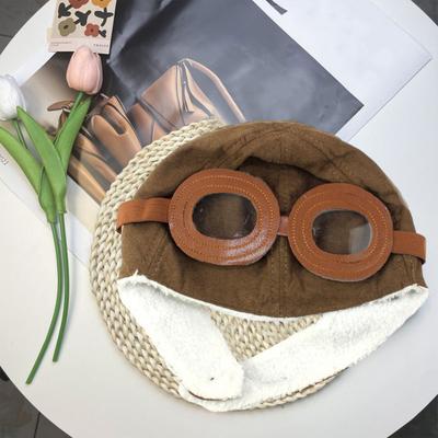 Cozy Kids Pilot Hat Warm Velvet Cartoon Design Soft Cotton Classic Comfortable To Wear Versatile Pilot Hat