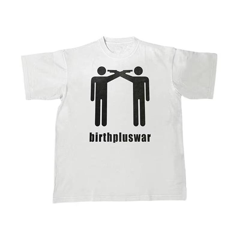 

Y2K Pure Cotton Street Fashion American Short-sleeve Retro High Street Hip-hop Rock Short Top Punk Brother Special Short-sleeve 4XL