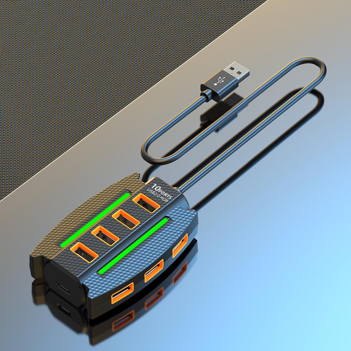10-Port USB 2.0 Hub with External Power Supply