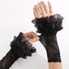 Elastic Fingerless Gloves Muti-Layer Lace Long Arm Fake Sleeves Sweater Decorative Horn Cuffs Girls Clothing Accessories