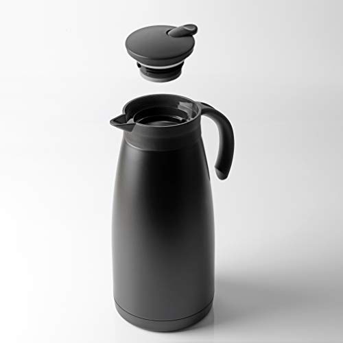 [Online Exclusive] BLKP. Pearl Metal Tabletop Pot, 1.5L, Limited Edition, Black Stainless Steel, Insulates for Hot and Cold Drinks, AZ-5019