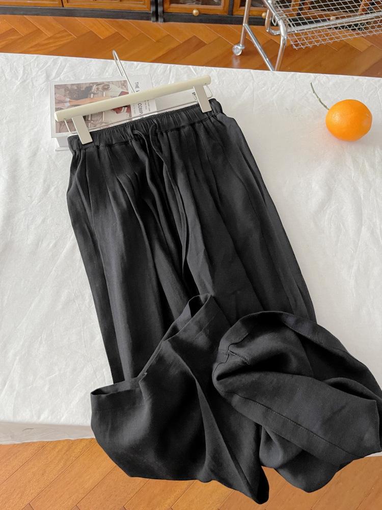 Korean Chic Summer Loose Wide-Leg Pants for Women - Lightweight, Cool, Straight-Leg Trousers M