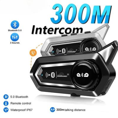 BT31 Bluetooth 5.0 Motorcycle Helmet Intercom - 300M Range, IP67 Waterproof, Universal Fit