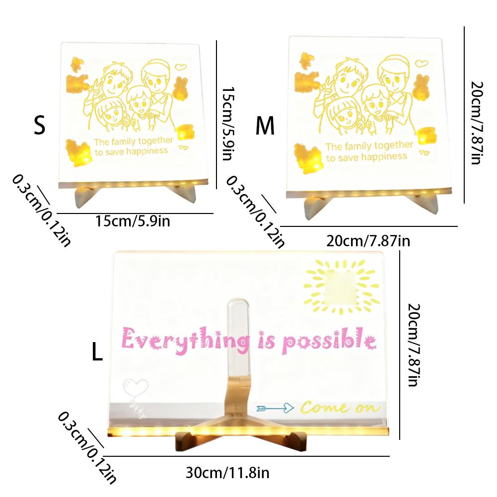 LED Note Board Night Light with 7 Colorful Pen Lighted Acrylic Drawing Board Glowing Message Marker Board For Office School Home