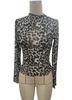 2025 Women's Sexy Leopard Print Mesh Trim Bodysuit Top