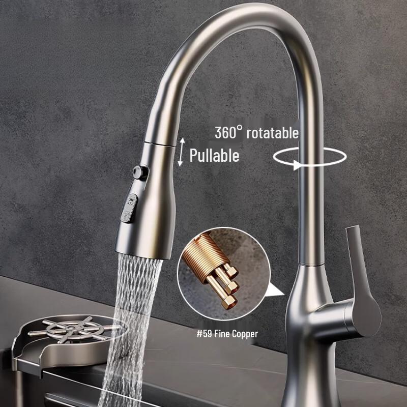 TLXT Brass Pull-Out Kitchen Faucet