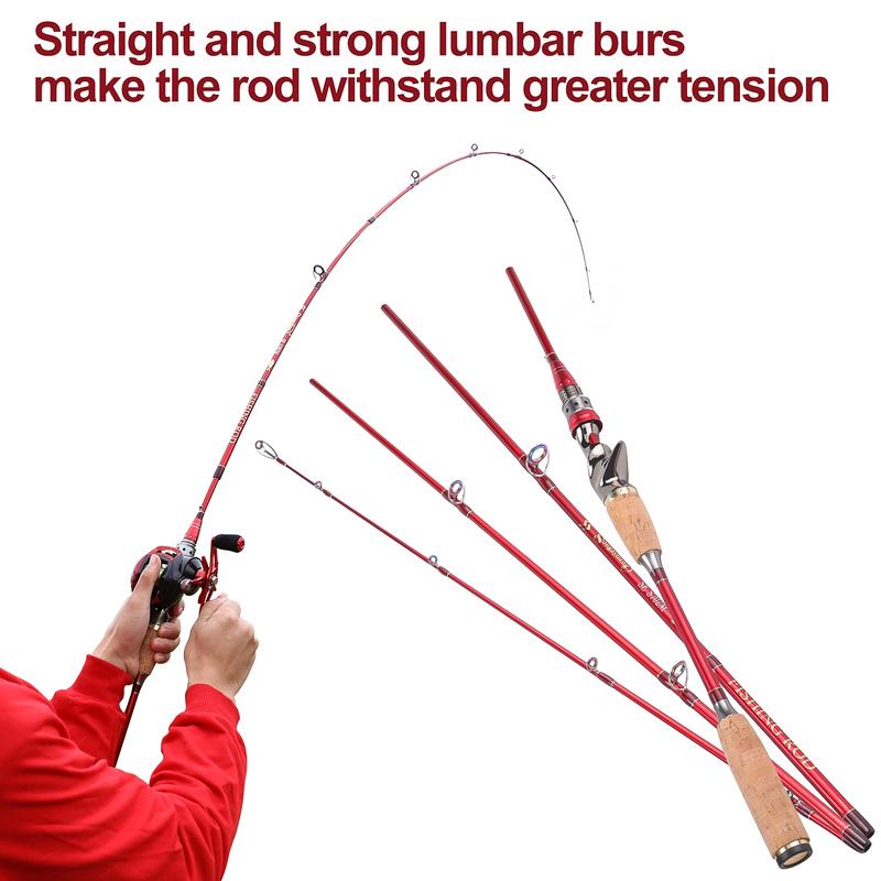 Fishing Rod Lightweight Portable Spinning and Casting Fishing Pole with Cork Handle New for 2019