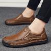 Håndlagde skinnsko for menn Uformelle loafers Slip On Leather Flats Outdoor Walking Sko