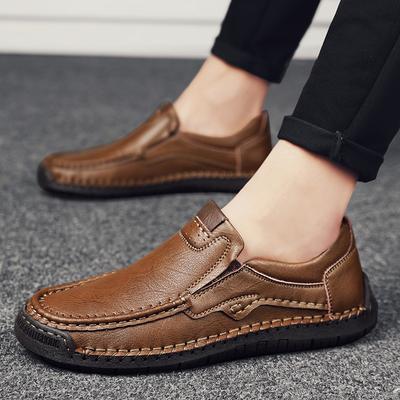 Men's Handmade Leather Shoes Casual Loafers Slip On Leather Flats Outdoor Walking Shoes