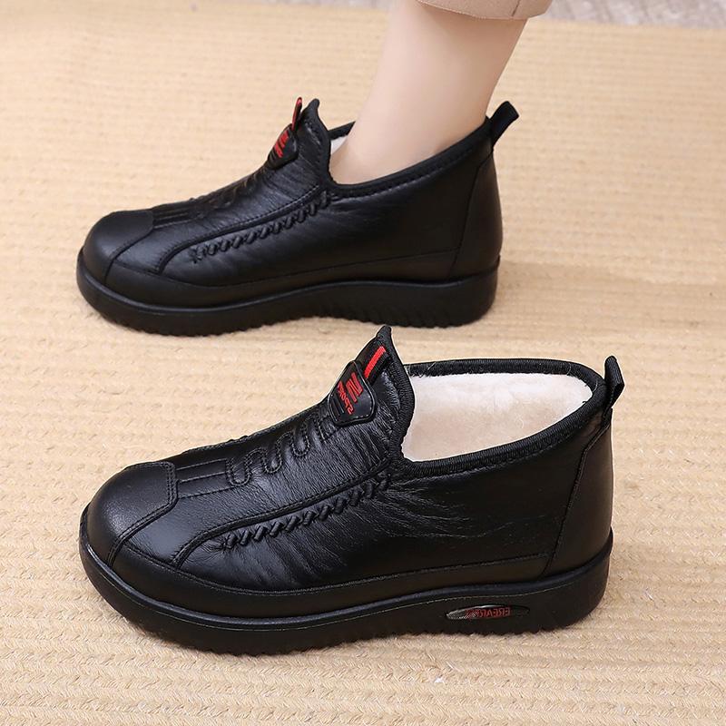 Women's Fashionable Lightweight Soft Sole Winter Warm One-step Fur One Snow Boots Velvet Wool Lined Non-slip Casual Sports Cotton Boots