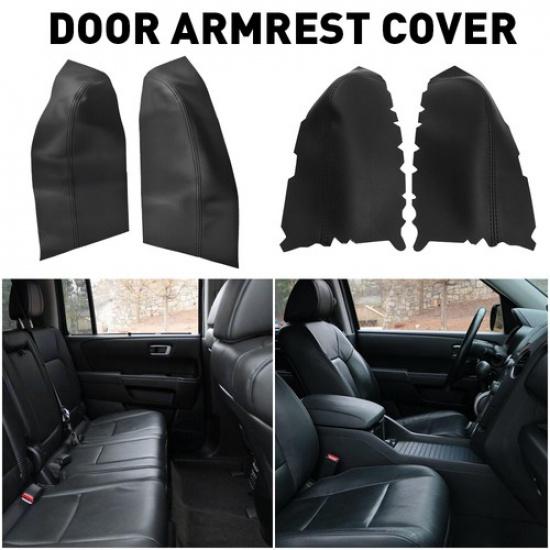 Front Door Panels Armrest Replacement Covers for Fit Honda Pilot 2009-2015 Black