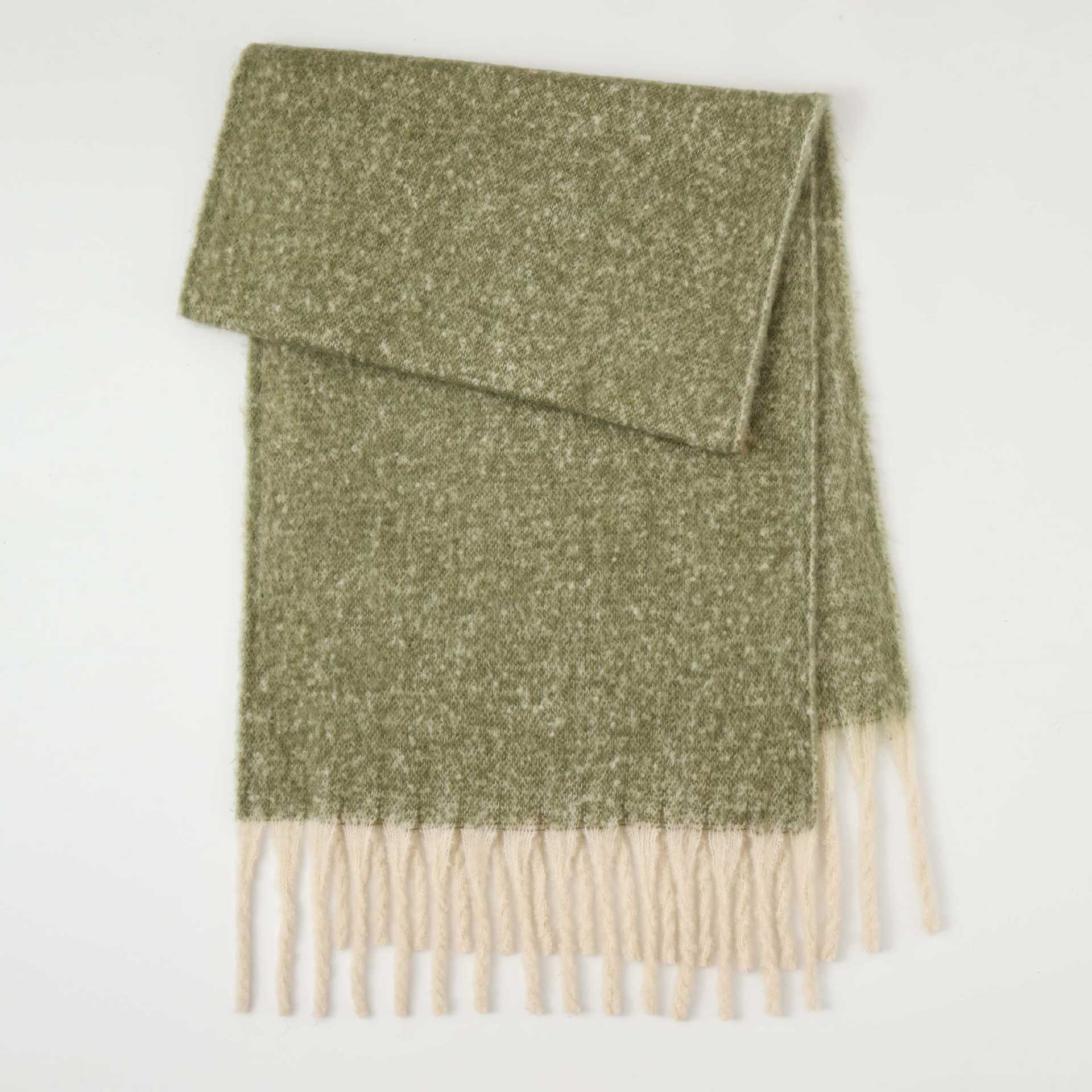 

Шарф осень и зима новый женский платок длинная бахрома толстая борода универсальный утолщенный приятный к коже однотонный шарф