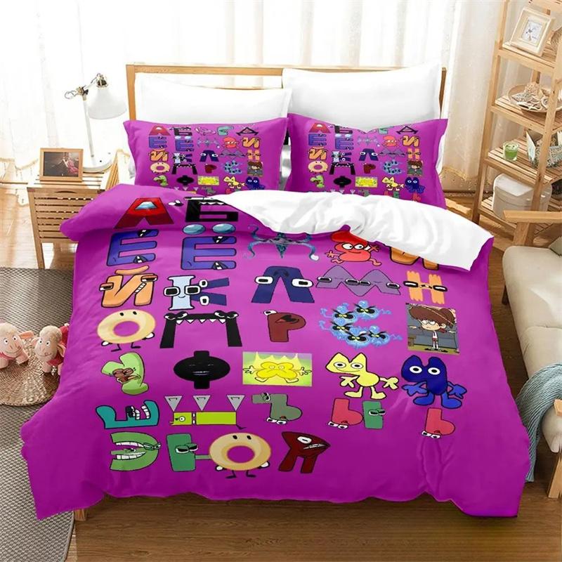 

3D-принт с мультяшным алфавитом Lore AZ Комплект постельного белья для мальчиков и девочек, двуспальный размер, пододеяльник, наволочка, кровать для детей и взрослых 2/3 шт. 135X200cm