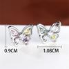 Cute Small Butterfly Multicolor Tiny Zircon Stud Earrings For Women Vintage Silver Color Wedding Earring Valentine Jewelry Gifts