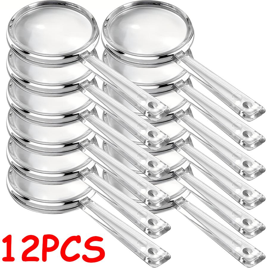 6/12Pcs 8.9cm Mini Magnifying Glasses | Clear Plastic Handheld Magnifiers for Reading, Student Science, Hobby & Classroom Use