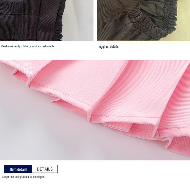 Flickors sommarplisserade kortkjol i collegestil