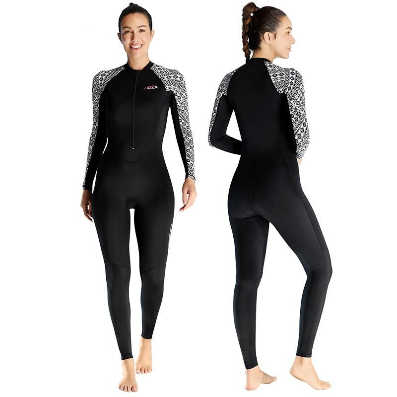 Women Full Body Swimsuit Rash Guard Lycra Thin Wetsuit One Piece Swimwear Zipper Long Sleeve Diving Skin Beachwears Sun Protect