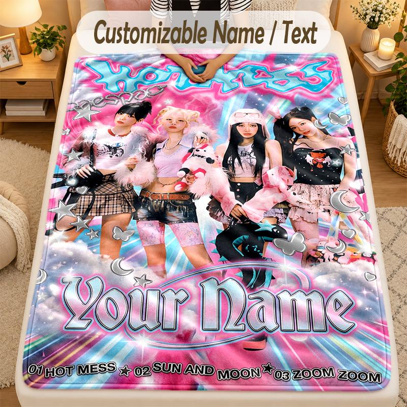 Flannel Blanketaespa Custom Name Text Personalized Soft Warm Throw Blanket Home Decor Gift