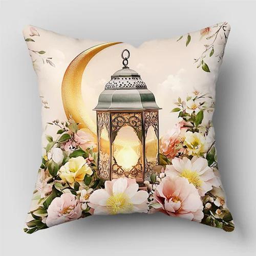 Home Decor Floral Lantern And Crescent Moon Pillow Cover Pattern Cushion Cover Suitable For Sofa Bedroom Car Pillow Cover